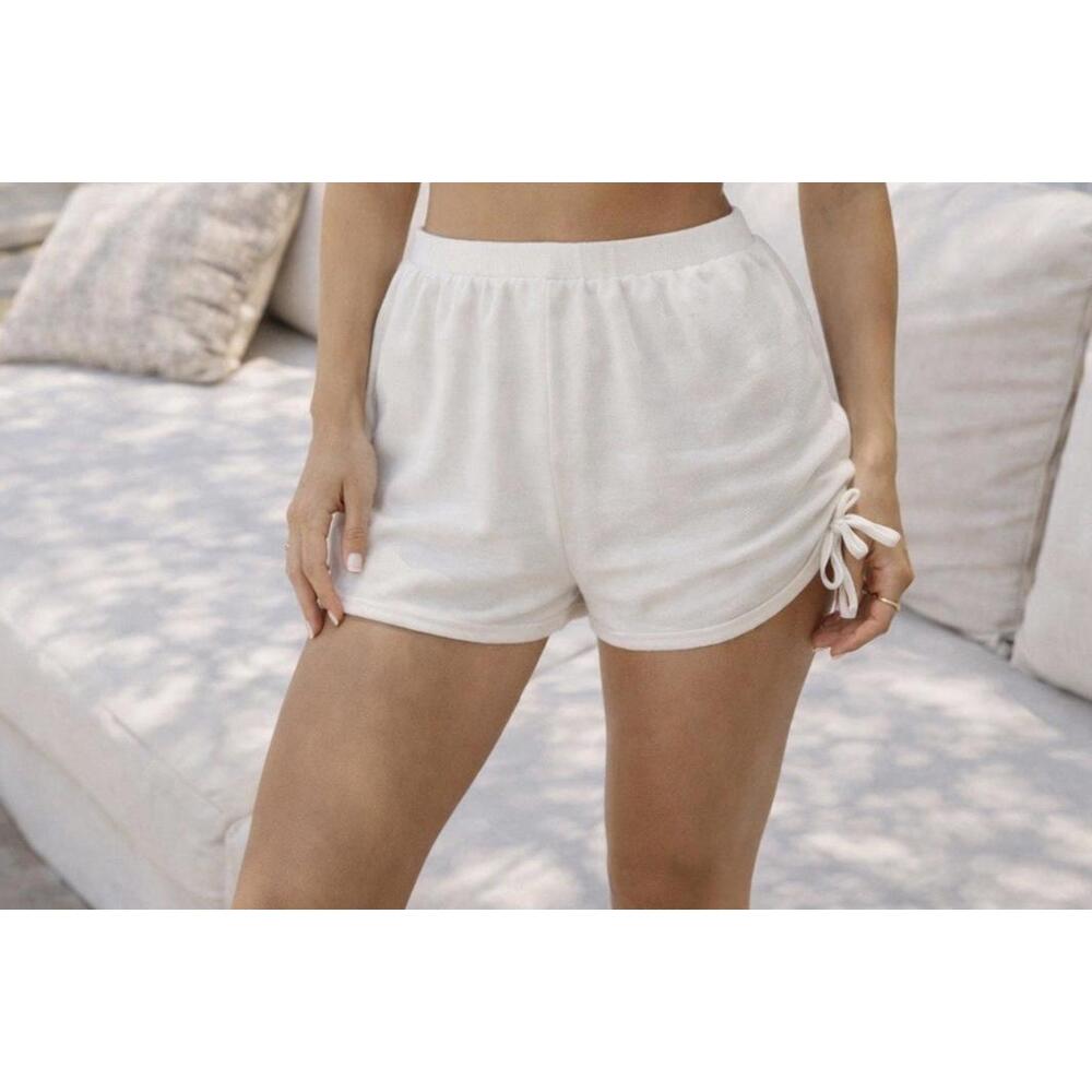 NWT Wild Fable White Cotton Shorts Women’s Size L Soft Knit Side Tie Casual A19